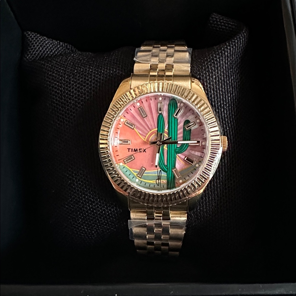 Jacquie Aiche Gold Tone Watch with Pink and Green Dial - Picture 2 of 8
